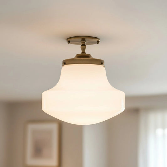 Feben Vintage Opal Glass Brass Ceiling Light
