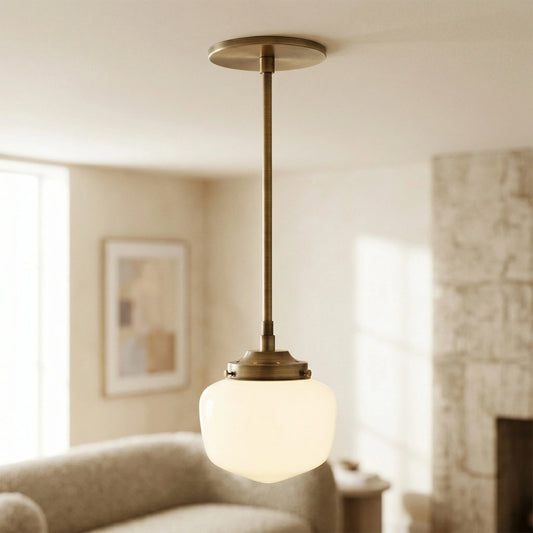 Haneef Classic Rounded Glass Brass Pendant Light