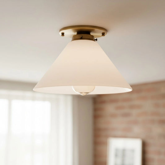 Jonella Classic Flared Glass Single Light Brass Ceiling Light