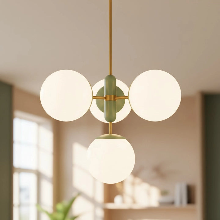 Lexander Modern Two Tone Sphere Branch Opal Glass Chandelier