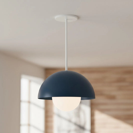 Tritt Modern Curved Bowl Glass Metal Pendant Light