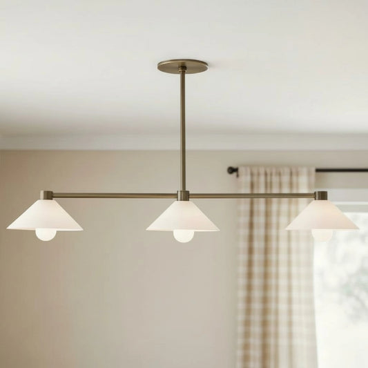 Mila Modern Tri-Flush Bronze Linear Metal Chandelier