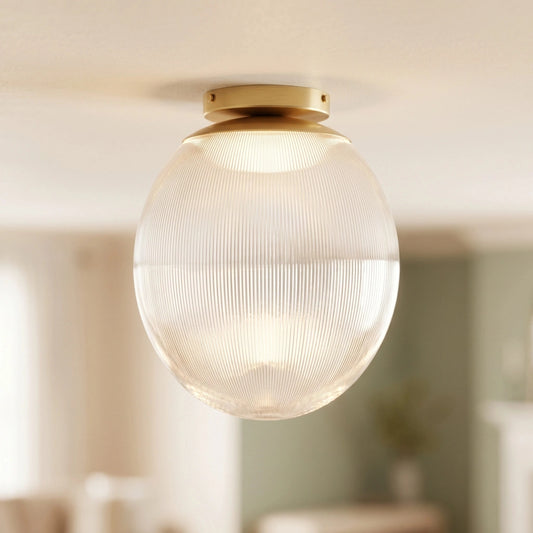 Ziley Modern Globe Ribbed Glass Ceiling Light