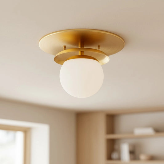 Zema Retro Dual Tier Globe Brushed Brass Ceiling Light