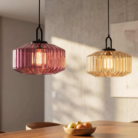 Modern Colorful Fluted Glass Pendant Light