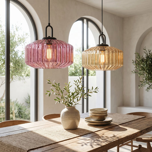 Modern Colorful Fluted Glass Pendant Light