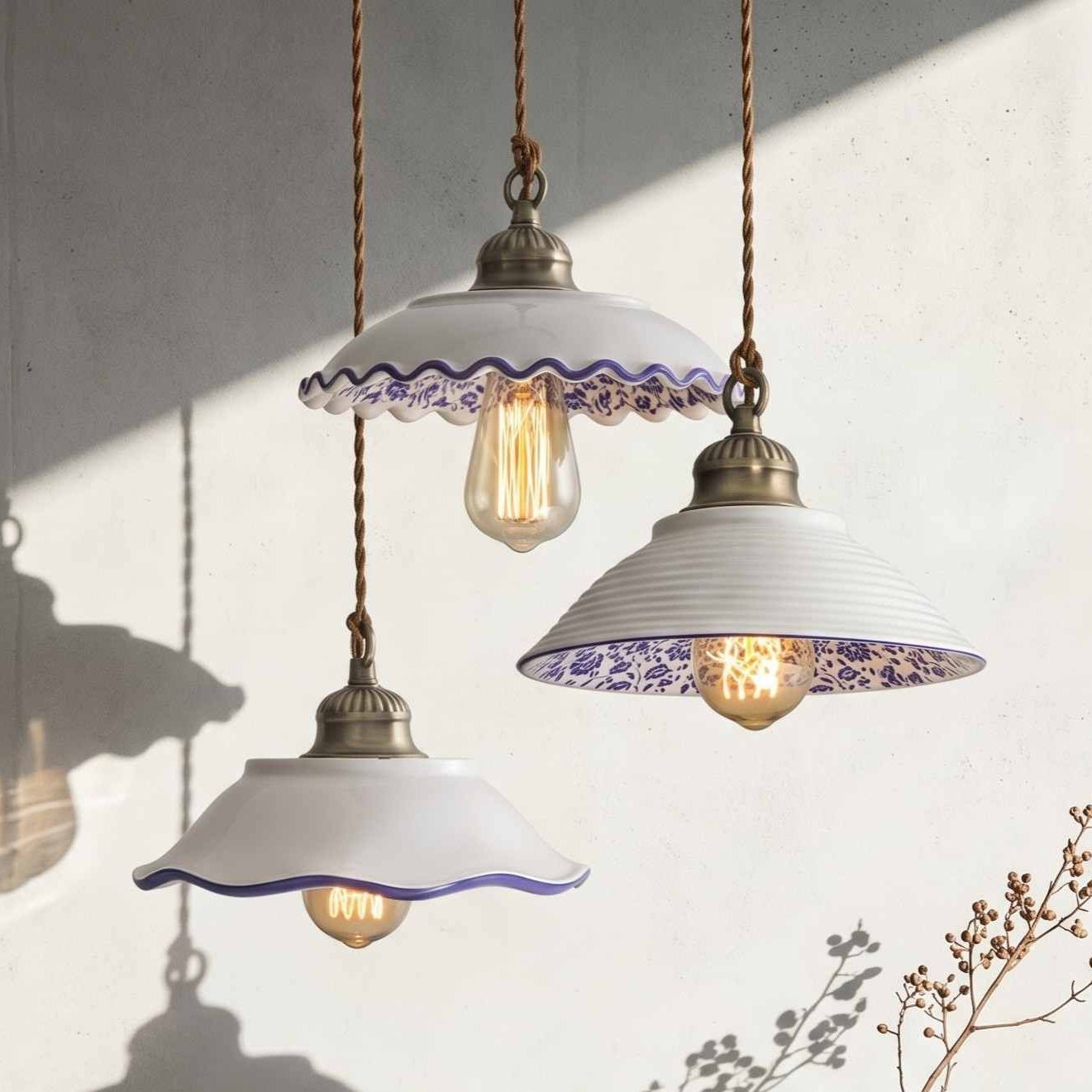 Ceramic Plate Pendant Light in Portuguese Tile Style | Mergelighting ...