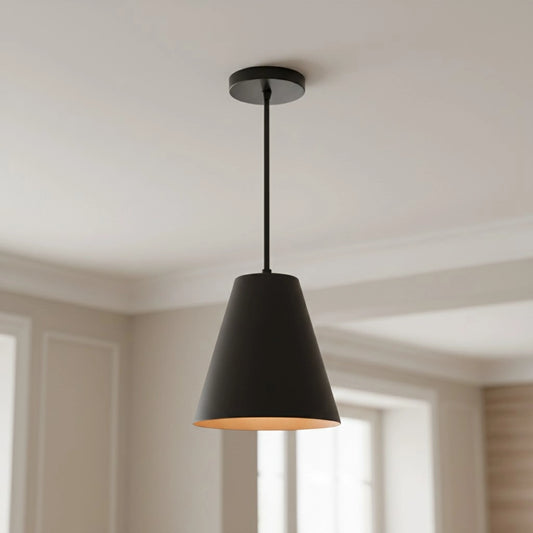 Benedict Modern Inverted Pyramid Black Metal Pendant Light
