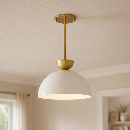 Horatio Minimalist Dome Shade Brass Glass Pendant Light