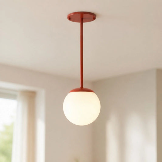 Joie Minimalist Long Stem Globe Metal Glass Pendant Light