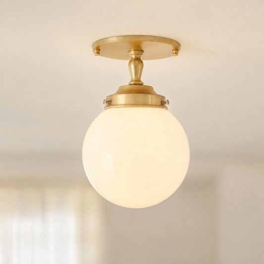 Koch Classic Round Globe Brass Glass Ceiling Light