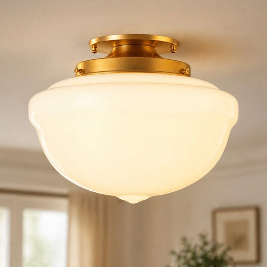 Amanda Classic Domed Bulbous Brass Glass Ceiling Light