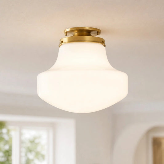 Ashley Classic Curved Broad Gold Glass Ceiling Light