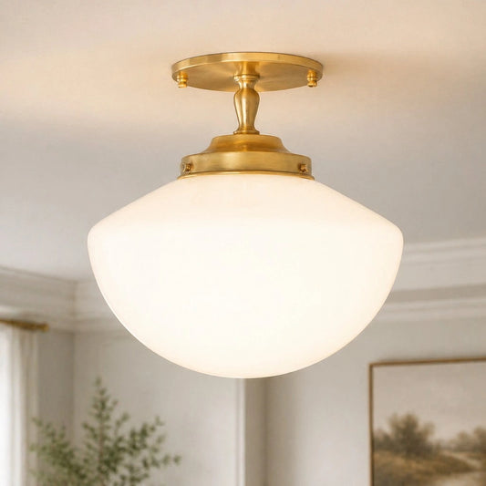 Alyssa Elegant Curved Broad Gold Glass Ceiling Light