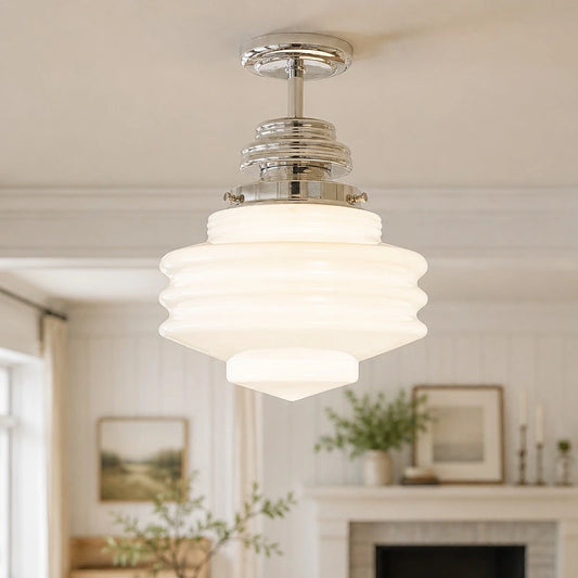 Addison Modern Ridged Tiered Metal Glass Pendant Light