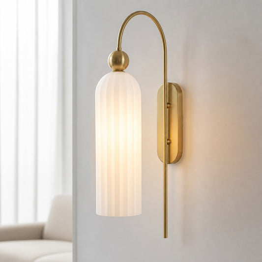 Rowena Antique Cylinder Vertical Fluted Glass Wall Sconce