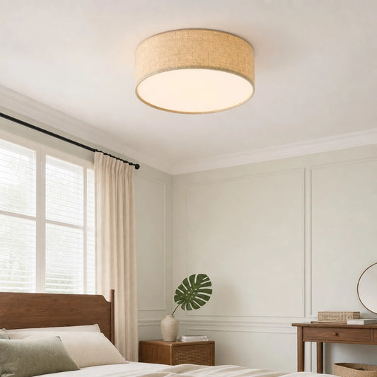 Casburn Modern Minimalist Fabric Drum Ceiling Light