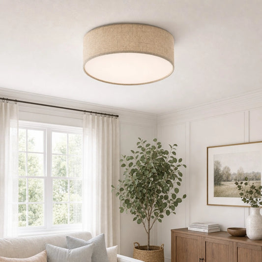Casburn Modern Minimalist Fabric Drum Ceiling Light