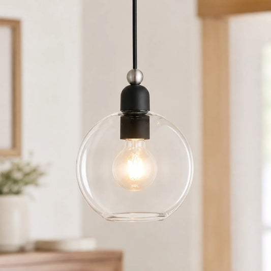 Reign Minimalist Clear Glass Dome Pendant Light