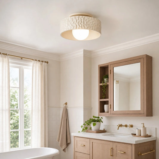 Tarbell Modern Textured Drum Shade Flush Mount Ceiling Light