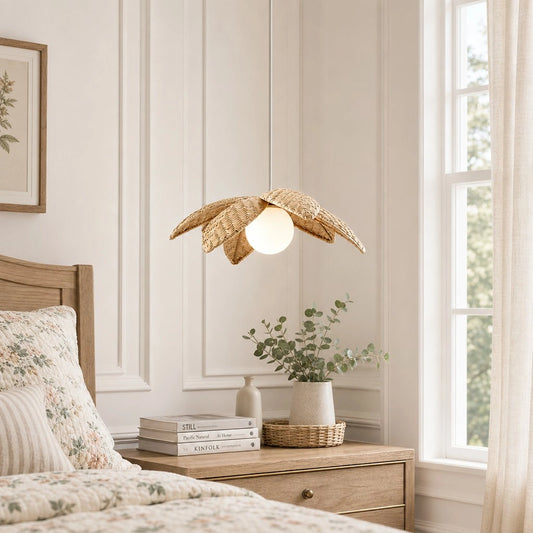 Linaeve Rattan Adjustable Palm Leaf-shaped Pendant Light