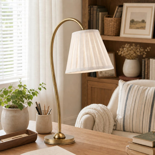 Moutrey Vintage Curved Elegant Pleated Shade Table Lamp