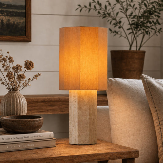 Mikey Modern Travertine Stone Table Lamp