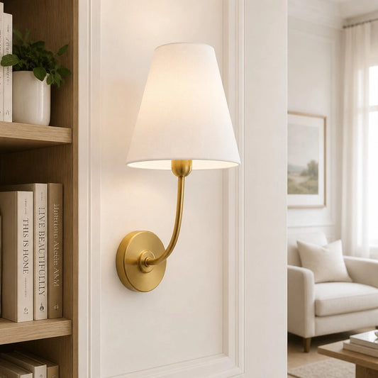 Slanina Industrial White Linen Rechargeable Wall Sconce