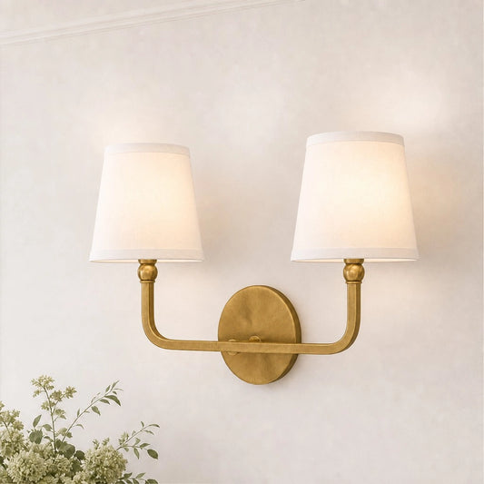 Lydia Modern Flared White Fabric Vanity Light