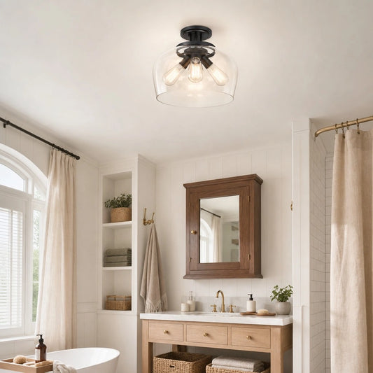 Sabina Modern Farmhouse 3-Light Clear Glass Ceiling Light