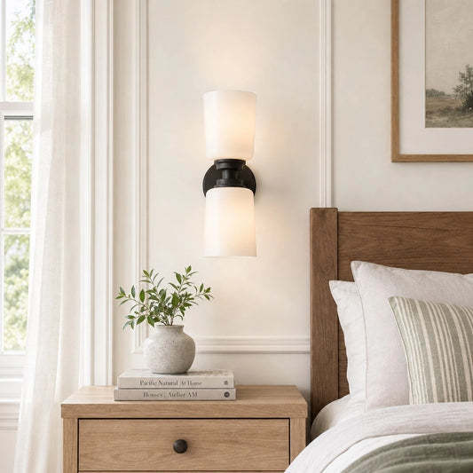 Sharon Modern Cylinder Glass Double Sconce