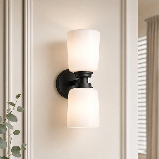 Sharon Modern Cylinder Glass Double Sconce