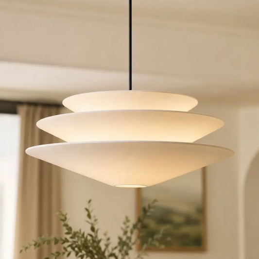 Ismerie Scandinavian Tiered Linen Cone Pendant Light