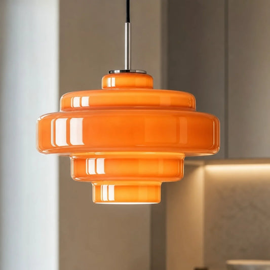 Caelis Vintage Muti-layer Orange Glass Pendant Light