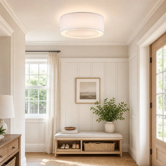 Mirelle Nordic Drum Linen Shade Ceiling Light