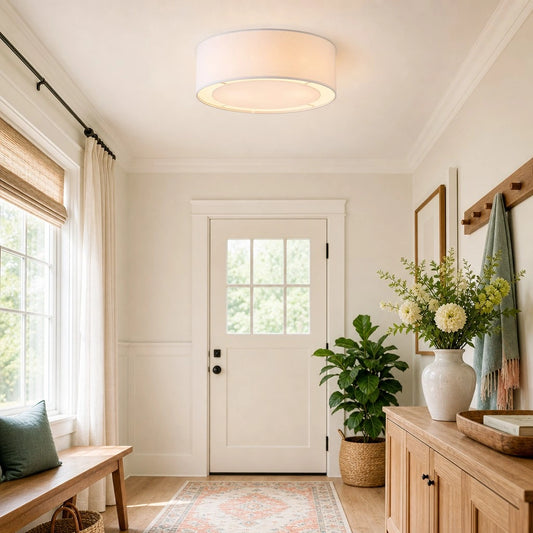 Mirelle Nordic Drum Linen Shade Ceiling Light