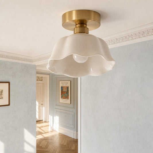 Modern Mini Flower White Ceramic Pendant Light for Dining Room