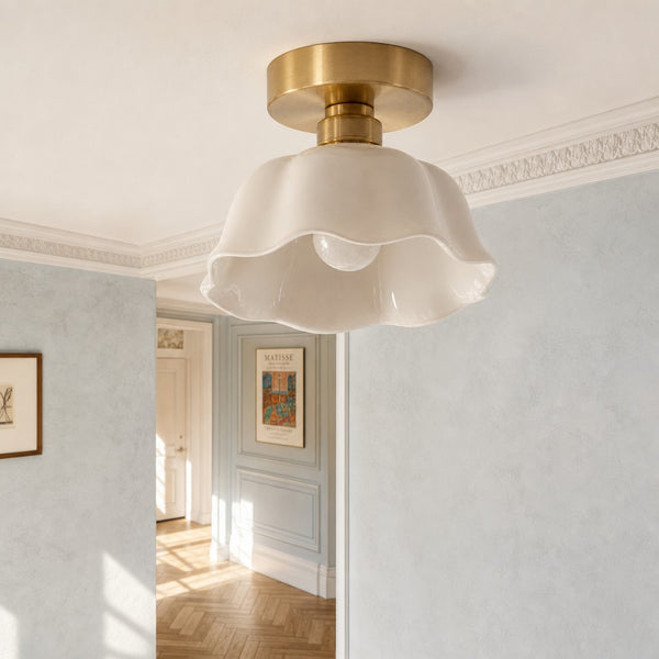 Modern Mini Flower White Ceramic Pendant Light for Dining Room