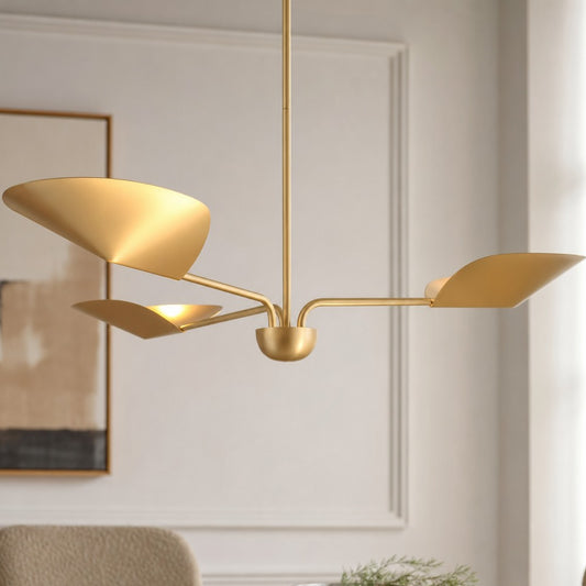 Aurelius Modern Bronze Metal Lotus Leaves 3-Light Chandelier for Dining Room