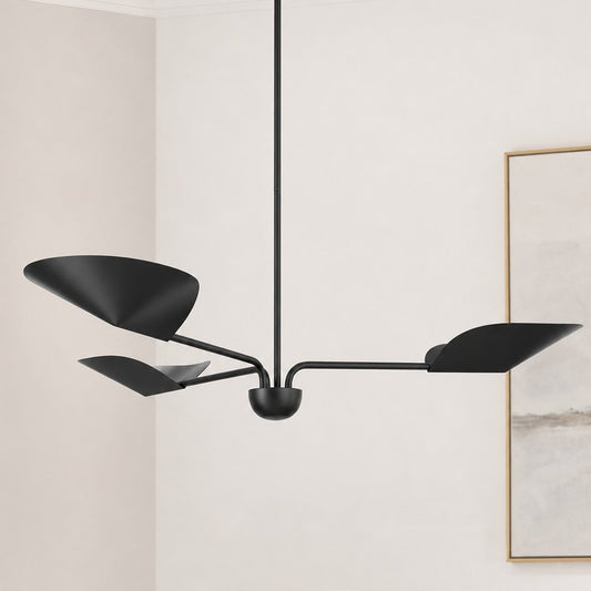 Aurelius Modern Bronze Metal Lotus Leaves 3-Light Chandelier for Dining Room