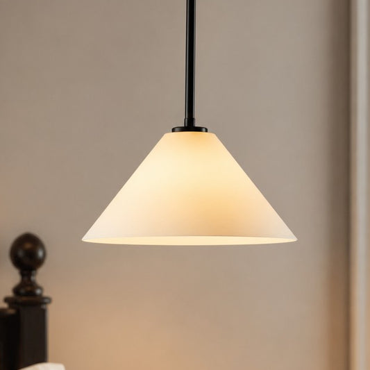 Ambrose Minimalist Brass Glass Cone Pendant Light