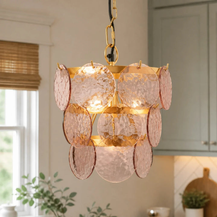 Calista Luxurious Glass Layered Scallop Chandelier