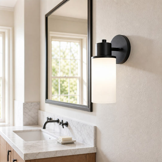 Yvonne Contemporary Cylinder Frosted Glass Vanity Light