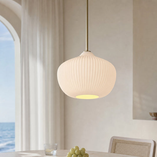 Reese Contemporary Sculptural Ribbed Glass Pendant Light