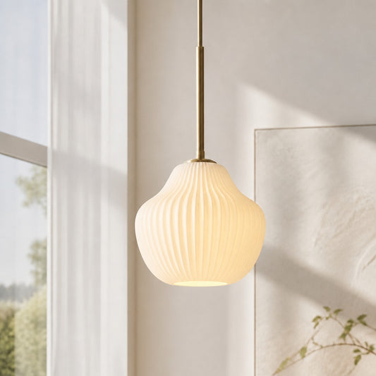 Reese Contemporary Sculptural Ribbed Glass Pendant Light