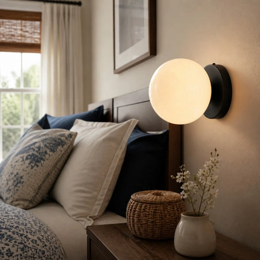 Sylor Mid-Century Modern Opal Glass Globe Wall Sconce
