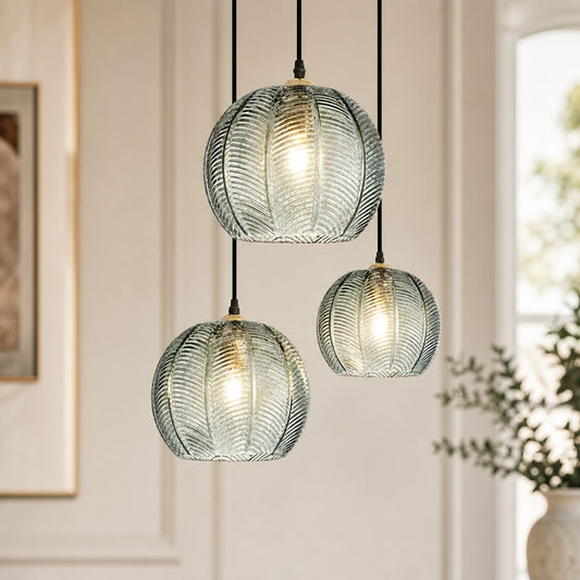 Cole Modern Ribbed Glass Ball Pendant Light