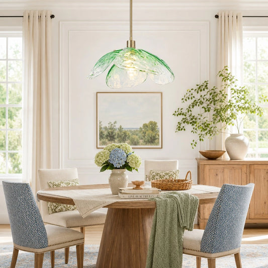 Althyn Floral Modern Hammered Petals Glass Pendant Light