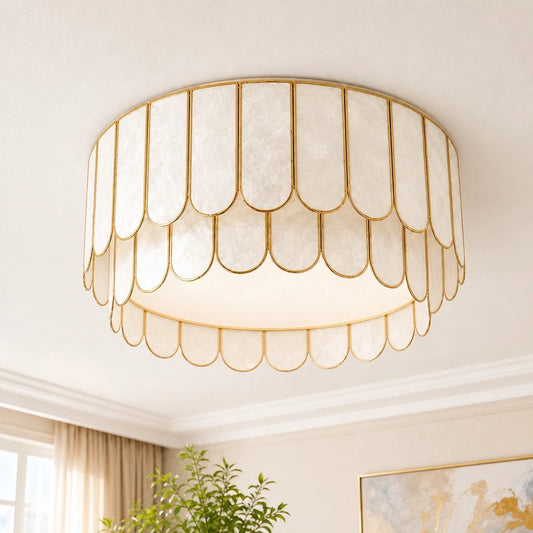 Jevora Modern Opulent Layered Capiz Shell Ceiling Light