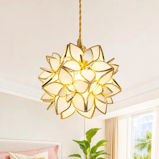Othara Vintage Blossom Floral Capiz Glass Pendant Light